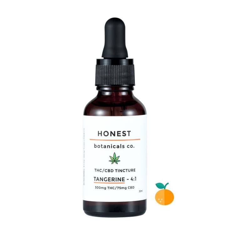 Honest Botanicals 4 to 1 THC CBD Tangerine Tincture bottle