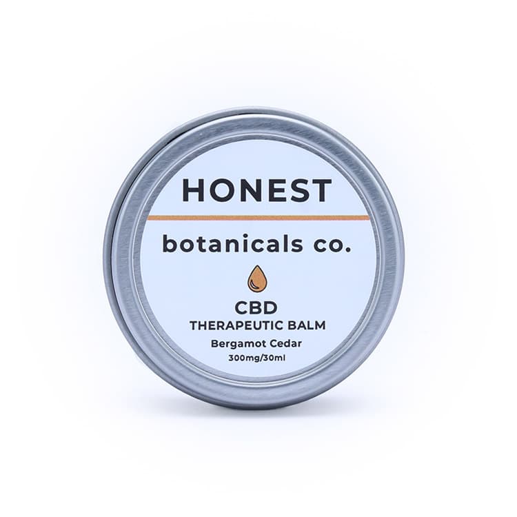 Honest Botanicals Bergamot Cedar CBD Therapeutic Balm jar