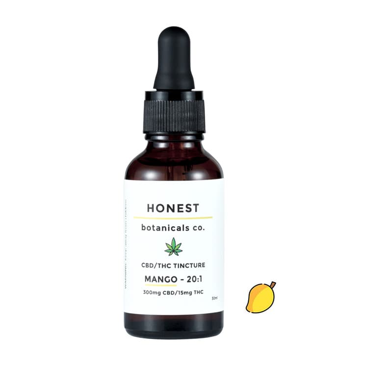 Honest Botanicals 20 to 1 CBD THC Mango Tincture bottle