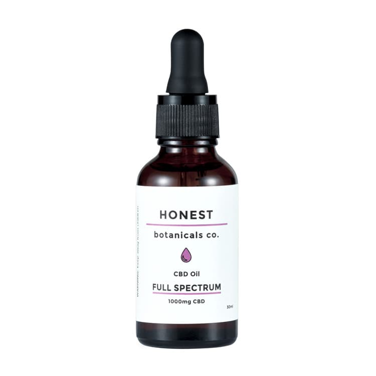 Honest Botanicals 1000mg Full Spectrum CBD Oil bottle with dropper